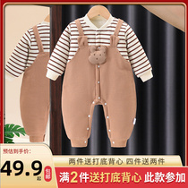 Baby Clips Cotton Conjoined Clothes Autumn Winter Suit Baby Thickened Khaed Newborn Clothes Ultra Cute Winter Clothing Out of clothing