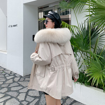 Parker clothing 2021 Winter new female fox fur fur fur collar Rex rabbit hair inner coat live Face windbreaker