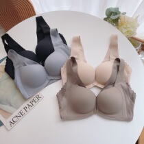  Burst push underwear womens small flat chest gathered summer thick bra large front buckle no steel ring no trace glossy adjustment type