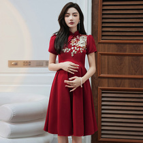 Toast bride pregnant woman belly summer wedding dress engagement small man thin cheongsam dress