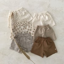 Girls new summer version Korean version baby boy clothes summer cotton linen toddler shorts male and female baby slim fit children hot pants