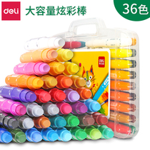  Deli 36-color water-soluble colorful stick set Childrens washable rotating oil painting stick crayon kindergarten painted color