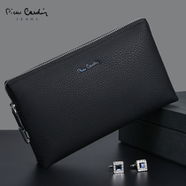 Pierre Cardin handbag mens leather soft Business Mens clutch leather clutch bag casual magnetic buckle bag