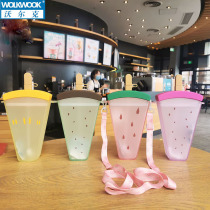 Childrens water Cup summer baby out to carry kindergarten child sipping cup anti-drop watermelon ice cream Net Red Kettle