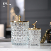 European fashion gold deer head glassware storage jar metal jewelry jar sample room wine cabinet ornament ornaments