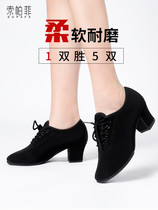 Latin dance soft-soled dance shoes female body dancing high-heels Oxford cloth outdoor practice clothes square social dance shoes ~
