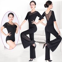 Body etiquette training suit suit women 2021 New modal mesh in short sleeve dark buckle dance practice