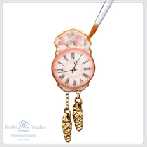 Classical European miniature 1:12 porcelain clock with metal hanging chain food play DIY ornaments accessories doll house