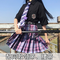 jk uniform skirt genuine suit shirt top summer female college style black short sleeve full set of e-sports girl grid skirt
