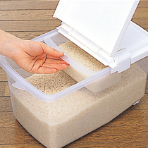 Japan imports inomata plastic installed rice barrel flour barrel domestic rice cylinder 10kg with cover belt wheel storage rice box