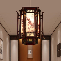 Chinese style palace lantern lantern chandelier antique Chinese style solid wood balcony foyer ancient building hexagonal lamp corridor project chandelier
