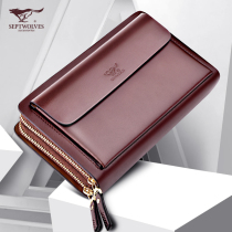 Seven Wolves Bag Mens Handbags Mens Leather Boutique Mens Bag Business Bull Leather Bag Hands With Bag Hand Grip Wallet