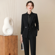 Poetry Luja Black Suit Suit Women Autumn-winter Temperament Competent Civil Servant Interview High-end Manager Professional Dress Positive Dress
