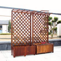 Outdoor anti-corrosion wood fence Fence fence terrace decorative screen flower frame Courtyard partition fence grid climbing pergola