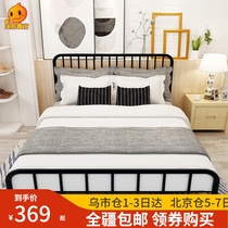 Wrought iron bed Modern simple 1 5 Wrought iron bed Dormitory Economy single double bed Light luxury Nordic Xinjiang