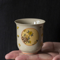 Retro hand-painted ash ceramic master cup Individual single cup Large teacup Tea cup Kung Fu tea set
