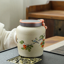 Household black tea green tea Pu-erh tea tank coarse pottery tea caddy storage tank ceramic King moisture-proof seal pot