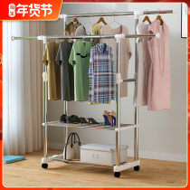 Drying rack floor-to-ceiling folding indoor double-pole type simple clothes bar household bedroom drying hanger balcony hanging hanger