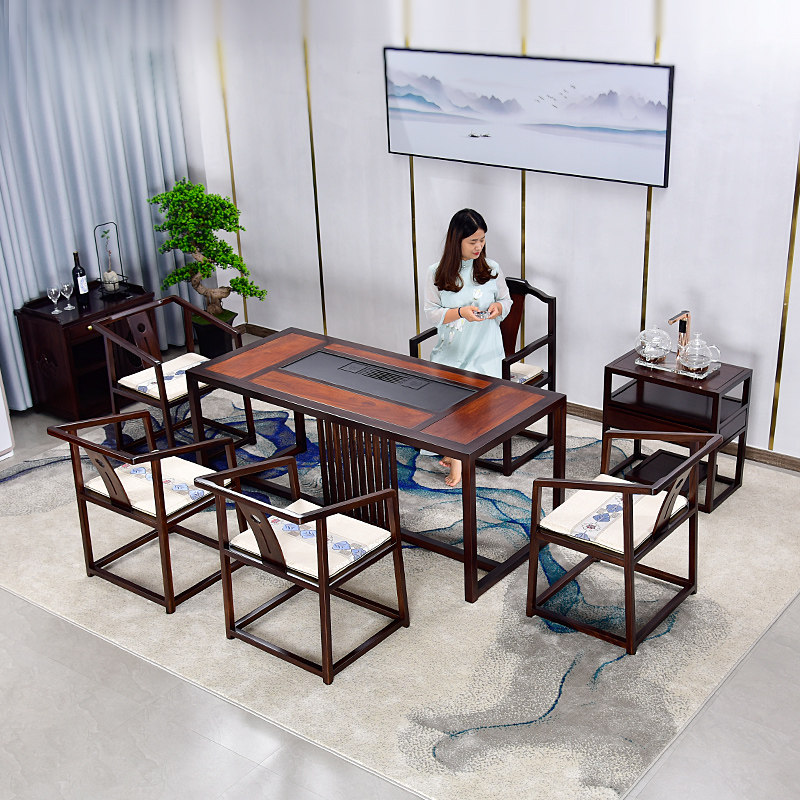 Boyuan tea table tea table Wujin wood family living room new Chinese tea table tea sea kung fu tea with redwood one- style