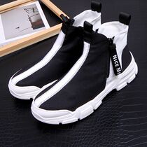 Europe and the United States trendy men high-top shoes canvas casual shoes Korean version breathable mens booties cloth shoes Youth personality high bang plate shoes