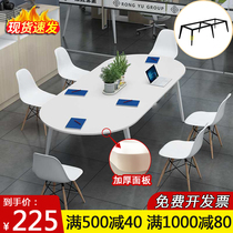 Oval conference table long table simple modern office table negotiation table small reception table training table and chair combination