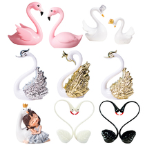 Flamingo Swan cake decorations birthday party Crown lovebirds Valentines Day plug-in creative dress