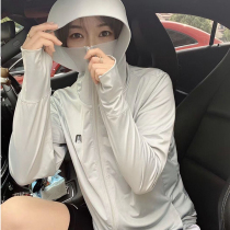 Japan sunscreen clothing womens hood light and breathable anti-ultraviolet rabbit skin clothing sunscreen shirt male summer tide ice silk