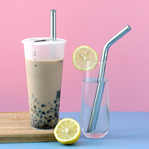 Pearl milk tea straw 316 stainless steel anti-scratch mouth beveled environmental protection portable porridge curved metal straw