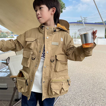 Childrens autumn and winter windbreaker coat boys and girls Windbreak jacket loose Japanese outdoor coat tide childrens clothing