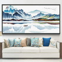 KS cross stitch 2021 new Huanhai stacked mountain thread embroidery living room landscape landscape painting modern simple triptych