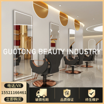 Hairdressing shop mirror table hair salon special single-sided mirror tide hanging wall ironing area barber shop round mirror with light backlight