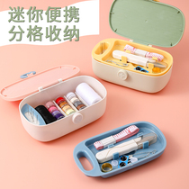 Home round buckle portable ellipsoidal box double 20 roll sewing thread multifunction upscale Practical needle wire box suit