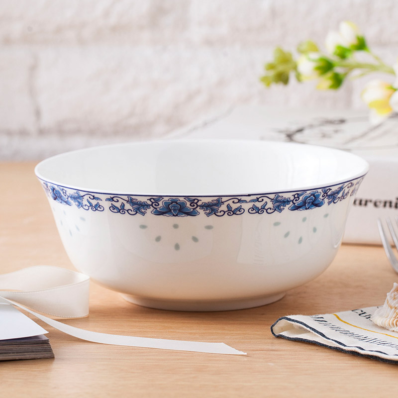 Jingdezhen Ceramic Bone Porcelain Set, Cutlery, 6-inch Face Bowl, Rice Bowl, Soup Bowl, Blue and White Porcelain Glaze