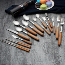 Creative beech western steak knife and fork spoon stainless steel wooden handle tableware spoon spoon spoon spoon spoon spoon spoon set