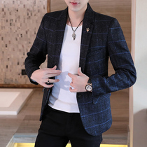 Mens suit Spring and Autumn New Korean trend slim plaid small suit men Business Leisure non-iron single western coat