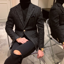 British light mature wind slim suit jacket mens Korean version of the trend handsome casual suit single high-end single West