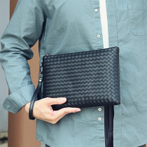 Handbags Male Soft leather Woven Bag Men Genuine Leather Handbags Casual Mens Hand Grip Bag 100 Lapped Envelope Carry-on Wallet
