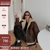 COCO fur riding the wind and waves motorcycle battle Merino fur one-piece fur jacket men and women couple version