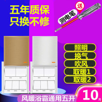 Integrated ceiling heating fan bath switch 5 open 5 in one 86 type waterproof slip - cover button bathroom