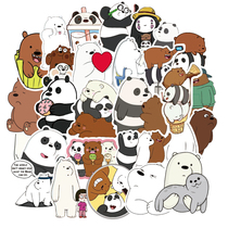 100 sheets of three bears stickers Cute cartoon suitcase stickers Helmet waterproof Panda trolley case computer stickers