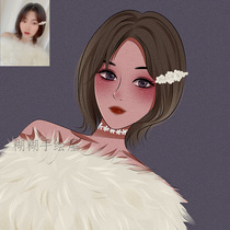 Cold shadow hand-painted head portrait Q version cartoon stick figure portrait couple mobile phone case pattern design cartoon custom photo