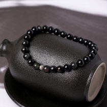Obsidian Bracelet female Xiaxian pure silver transshipment beads string of simple fine beads small high-level design and transport jewelry