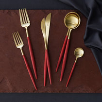 Portuguese Cutipol official authorized GOA RedGold red gilded western food knife and fork dessert coffee spoon