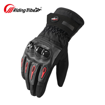 Riding tribal motorcycle riding gloves Winter plus velvet thick warm waterproof and cold-proof electric bicycle gloves