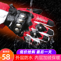 Riding tribe thickened winter motorcycle gloves warm anti-drop gloves waterproof locomotive riding gloves extended ride