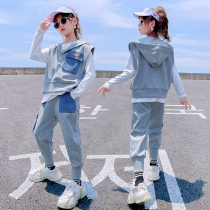 Girl Spring Clothing Foreign Qi Clothing Three Suits 2022 Chunqiu Season New Child Girls Network Red Ocean Gas Big Scouts