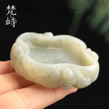 時代文房具 和田玉 如意 清代 原石手彫 筆洗 筆添 墨池 時代文房具 和田玉 如意 清代 原石手彫 筆洗 筆添 墨池