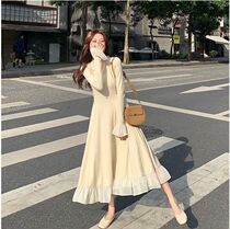 Pregnant women autumn suit fashion large size pregnant women Autumn New knitted pregnant women dress Net red French dress