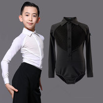 Boys Latin dance one-piece practice suit long-sleeved winter new childrens handsome national standard dance competition top