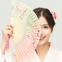 Hipster folding fan Hanfu ancient style photography catwalk photo props cherry blossom Chinese style retro lady dance fan